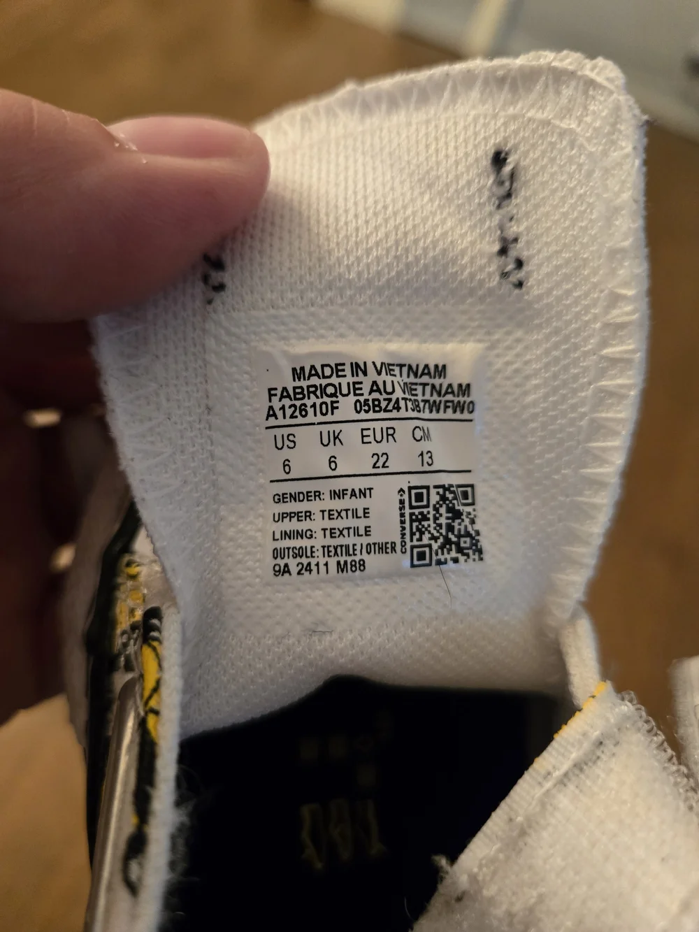 Converse Kids' White & Yellow Construction Print Velcro Sneakers